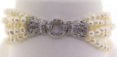 Pearl and Cubic Zirconia Sterling Silver Bracelet