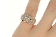 14K Yellow Gold Pave Diamond Encrusted Criss Cross Statement Ring