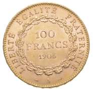 1906 France Gold 100 Francs - World Gold Coin - .9335 AGW
