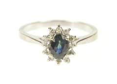 10K White Gold 0.68 Ctw Sapphire Diamond Halo Engagement Ring