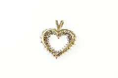 10K Yellow Gold 0.90 Ctw Diamond Cluster Classic Heart Pendant