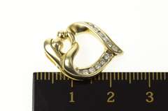 10K Yellow Gold Diamond Mother Child Heart Mother's Day Pendant
