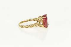 10K Yellow Gold 4.50 Ct Natural Ruby Oval Ornate Twist Cocktail Ring