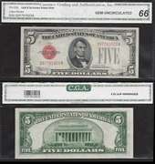$5 1928-E Legal Tender Fr.1530 CGA Gem Uncirculated 66