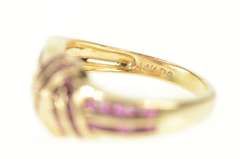 14K Yellow Gold Natural Ruby Criss Cross Knot Statement Ring