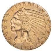 1916-S $5 Indian Head Gold Half Eagle