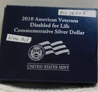 2010 Unc Silver Veterans Disabled Life Dol