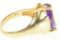 10K Yellow Gold Graduated Marquise Amethyst Solitaire Ring
