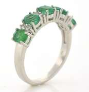 Alluring Emerald & White Sapphire Ring in Sterling Silver