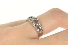 14K White Gold White & Fancy Brown Diamond Twist Band Ring