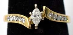 0.23CTW Marquise-Cut Diamond Ring in 14KT Yellow Gold