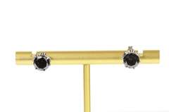 14K White Gold 3.56 Ctw Black Diamond Solitaire Stud Earrings