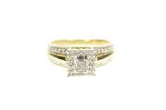 10K Yellow Gold Princess Diamond Halo Promise Engagement Ring