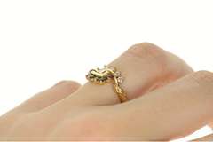 14K Yellow Gold Emerald Diamond Swirl Bypass Statement Ring