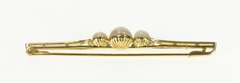 14K Yellow Gold Pearl Diamond Accent Ornate Retro Bar Pin/Brooch