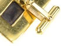 18K Yellow Gold Men's Rutilated Quartz Black Onyx Ornate Cuff Links