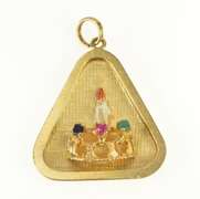 14K Yellow Gold Retro Ornate Enamel Candle Birthday Cake Charm/Pendant