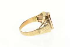 10K Yellow Gold A Etched Engraved Monogram Initial Syn. Ruby Ring