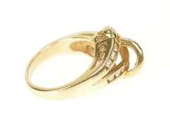 14K Yellow Gold Diamond Channel Knot Loop Statement Ring