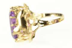 14K Yellow Gold Ornate Retro Oval Amethyst Cocktail Ring