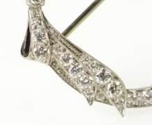 Platinum 1.50 Ctw Diamond Art Deco Bow Ribbon Circle Pendant