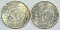 Frosty BU 1898-O and 1899-O Morgan Silver Dollars