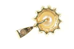 14K Yellow Gold Classic Pearl Diamond Halo Statement Pendant