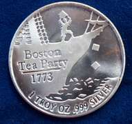 1 OZ Silver Round Don't Tread on Me Tea PARTY