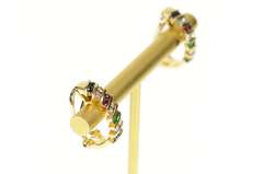 14K Yellow Gold Diamond Sapphire Ruby Emerald Clip Hoop Earrings