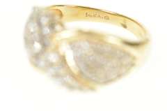 14K Yellow Gold Pave Diamond Encrusted Criss Cross Statement Ring