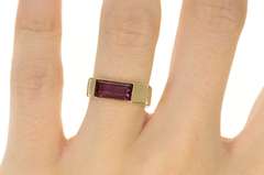 14K Yellow Gold Purple Tourmaline Squared Stacking Band Ring