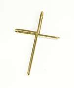 18K Yellow Gold Diamond Inset Ornate Cross Christian Faith Pendant