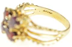 14K Yellow Gold Garnet Butterfly Retro Statement Cocktail Ring