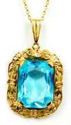 Stunning 10K Tri-Color Gold Topaz Pendant & Chain