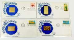 4 1st Day Covers & 23KT Replica Stamps