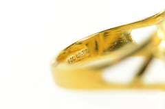 18K Yellow Gold 0.52 Ctw Retro Geometric Frame Statement Ring