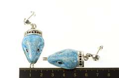 Sterling Silver Melesio Villarreal Taxco Enamel Ornate Snake Earrings
