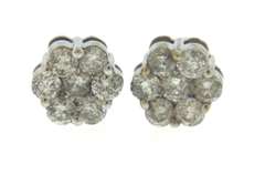 Excellent Diamond 7 Stone Cluster Earrings