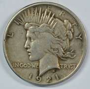 Scarce key date 1921 Peace Silver Dollar. Sharp