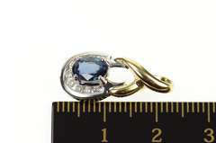 14K Yellow Gold 0.91 Ctw Natural Oval Sapphire Diamond Pendant