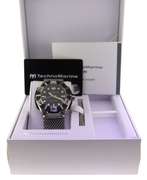 Trendy TechnoMarine Watch with Black Rubber Dial & Mesh Bracelet