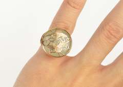 10K Yellow Gold Jade Chinese Dragon Set Pendant Earrings Ring