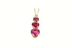 10K Yellow Gold Tiered Syn. Ruby Heart CZ Journey Symbol Pendant