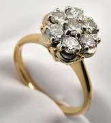 Glittery Traditional 7 Diamond Cluster Ring