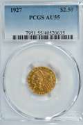 Near Mint 1927 US $2.50 Indian Gold Piece. PCGS AU55