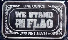 1 OZ Silver Bar United We Stand Flags