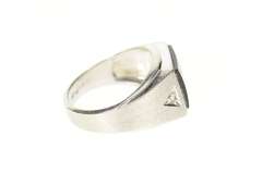 10K White Gold Squared Black Onyx Diamond Accent Men's Ring