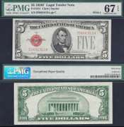 $5 1928-F Legal Tender Fr.1531 Wide I PMG Superb Gem Unc 67EPQ