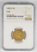 F12 1840-D $5 Liberty Head Gold Half Eagle - Graded NGC