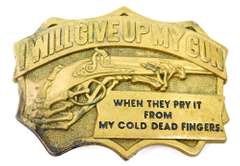 1982 Solid Brass Gun Rights Belt Buckle